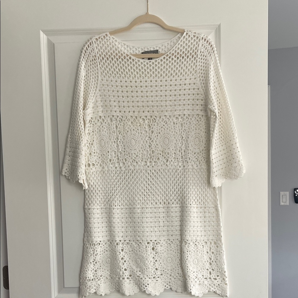 4SI3NNA Ivory Crochet Long Sleeve Dress